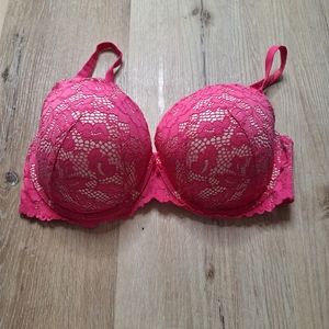 Torrid Pink Lace Push-Up Demi Bra Size 38DDD